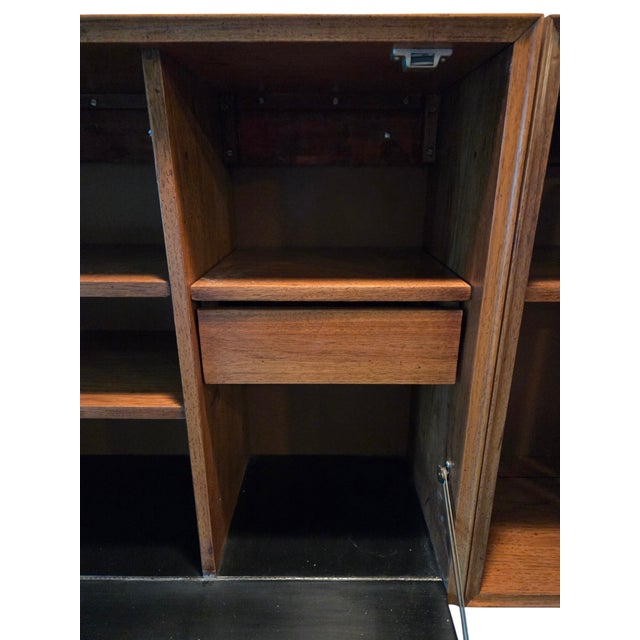 Vintage Mid Century Modern Danish Floating Bar Cabinet Drop Front Desk Wall Unit For Sale - Image 15 of 18