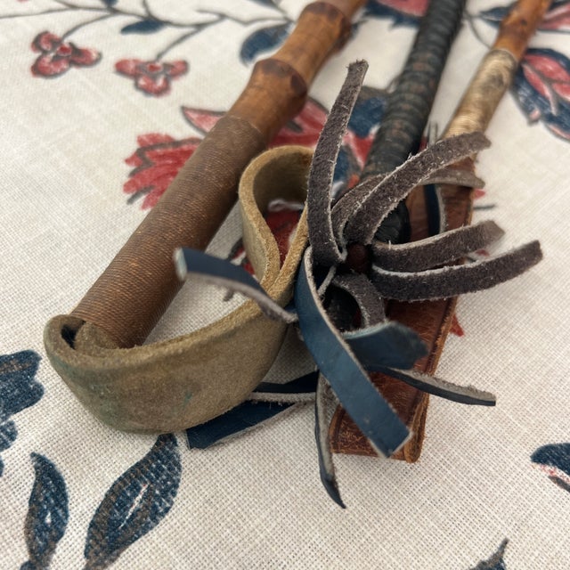 Collection of Antique English Riding Crops With Leather, Bamboo, Leather Details - Set of 3 For Sale - Image 9 of 9