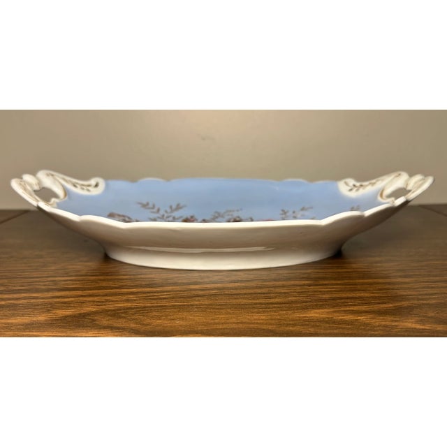 Victorian Late 19th Century German Victorian Gotha Thuringia Porcelain Transferware/Hand-Painted Gilded Floral Motif Double Handled Bowl For Sale - Image 3 of 5