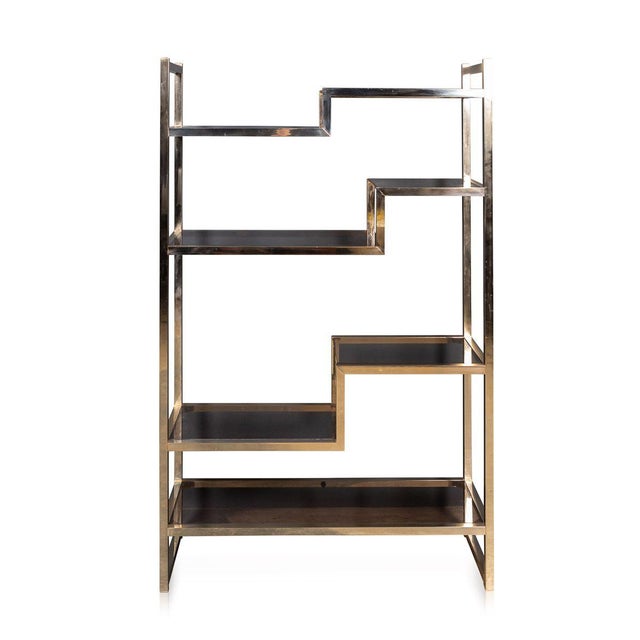 20th Century Italian Brass & Smokey Glass Etagere Shelves, 1970s For Sale - Image 14 of 14