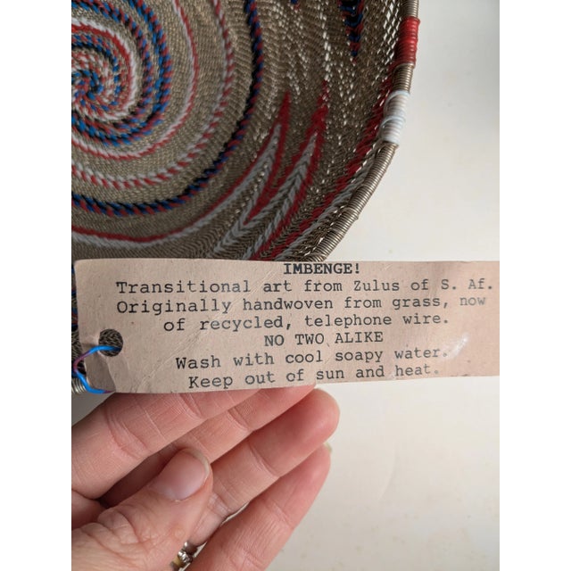 Trio of Vintage Colorful African Handwoven Baskets For Sale - Image 4 of 9