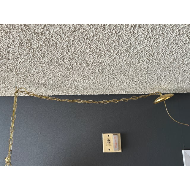 Feldman 1970s Small Brass Lotus Light Fixture For Sale - Image 9 of 10