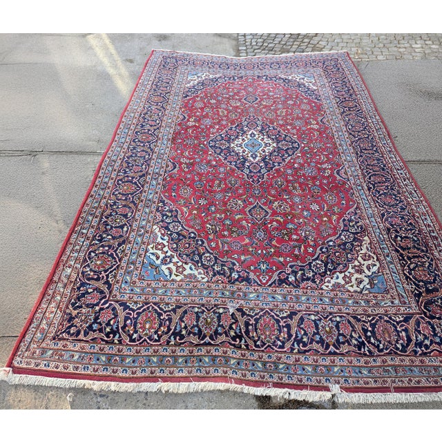 Red Large Vintage Keshan Rug, 1980s For Sale - Image 8 of 8