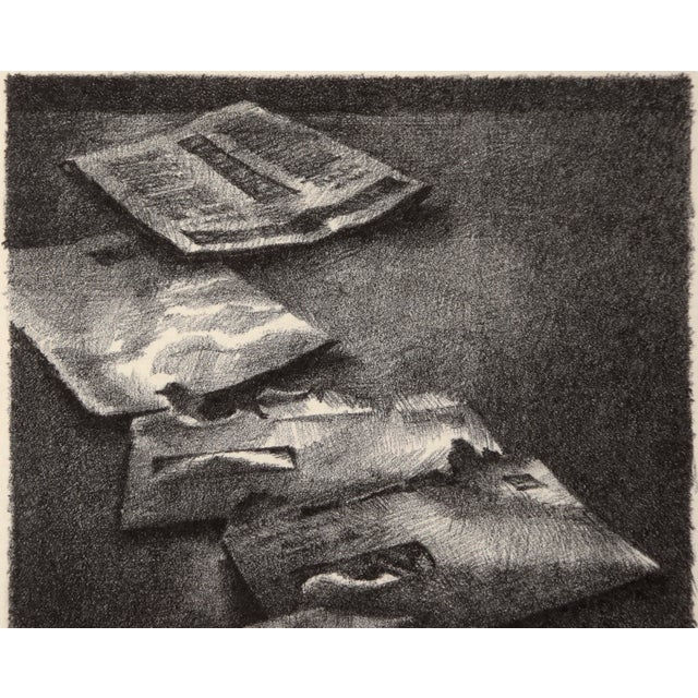 Newspapers on the Table - Still Life Etching on Heavy Paper by Darien Payne For Sale - Image 4 of 5