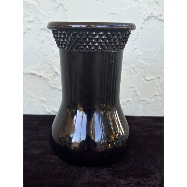 1930s 1930s Tiara Black Amethyst Depression Glass Vase Cup With Diamond Point Rim For Sale - Image 5 of 7