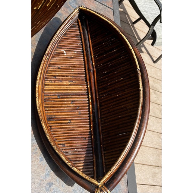 Vintage Coastal Monumental Pencil Reed Lidded Basket For Sale - Image 10 of 12