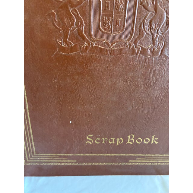 Vintage Embossed Leather Scrapbook Album With Crest and Gold Detailing For Sale In Oklahoma City - Image 6 of 14