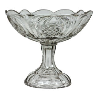 Pressed Glass Compote With Pineapple Pattern, Attributed to the Boston & Sandwich Glass Company For Sale