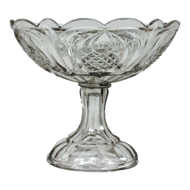 Pressed Glass Compote With Pineapple Pattern, Attributed to the Boston & Sandwich Glass Company For Sale