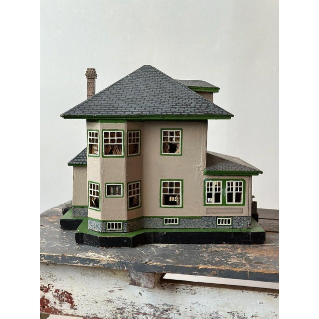 Wood Vintage Folk Art Model American "Foursquare" Style Home, Circa 1940s For Sale - Image 7 of 12