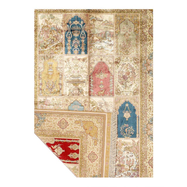 Traditional Pasargad DC Hand Knotted Pure Silk Rug For Sale - Image 3 of 4