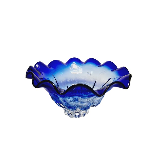 Glass Fruit Bowl attributed to J. Hospodek for Chribska Sklara, Czechoslovakia, 1960s For Sale - Image 7 of 17