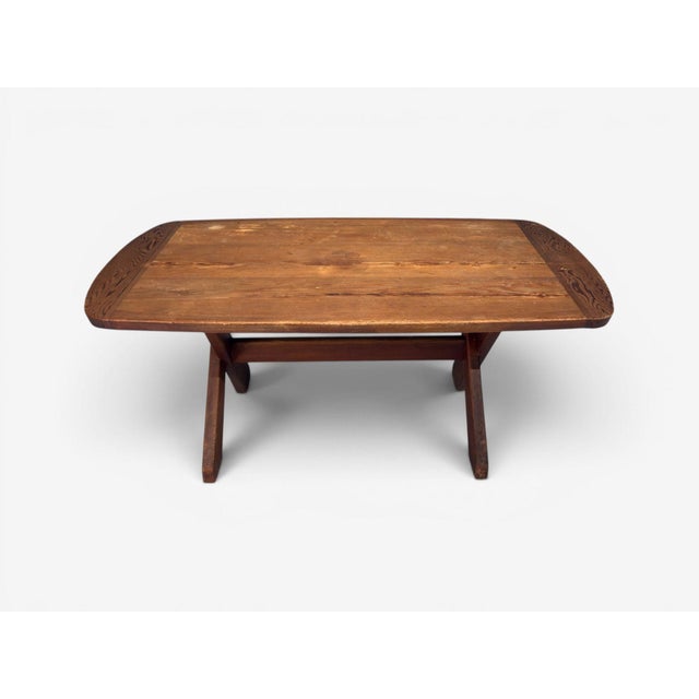 Danish Modern, Brutalist Dining Table, Stained Pine, Denmark, 1960s For Sale - Image 11 of 18