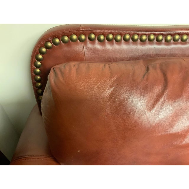 Brick Red 20th Century Leather Sofa For Sale - Image 8 of 9