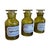 Set of three vintage apothecary or pharmacy bottles made from olive green toned glass, each fitted with a matching ground-...