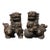 Pair of Vintage Chinese Gilt Bronze Foo Dogs – Buddhist Guardian Lions With Brocade Ball For Sale