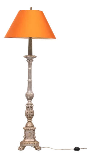 Italian Baroque Style Carved Wood Floor Lamp, 1970s