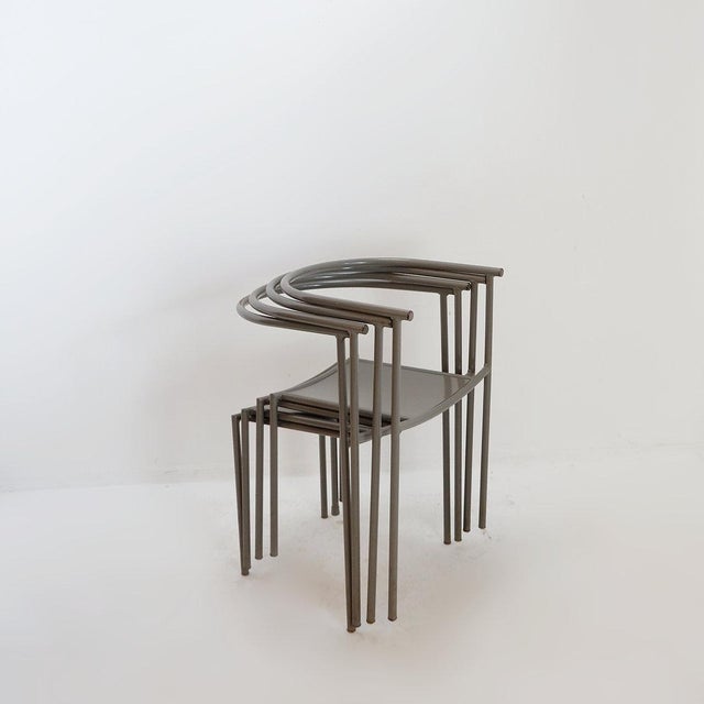 Stackable Chairs in Gray Metal by Philippe Starck for Driade, Set of 4 For Sale - Image 10 of 16