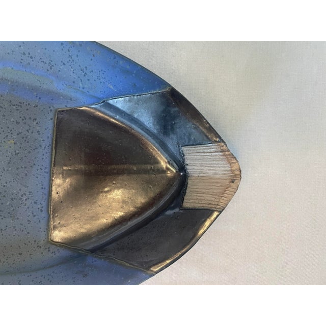 Ceramic Vintage Southwestern Style Stoneware Platter, Blues & Black For Sale - Image 7 of 12