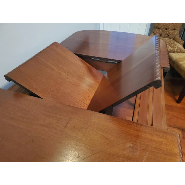 1950s Vintage 1950's Mahogany Chippendale Ball-and-Claw Dining Tale With Nested Folding Leaf For Sale - Image 5 of 7