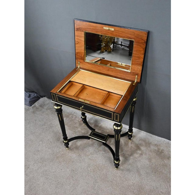 Late 19th Century Napoleon III Blackened Wood Worktable For Sale - Image 17 of 18