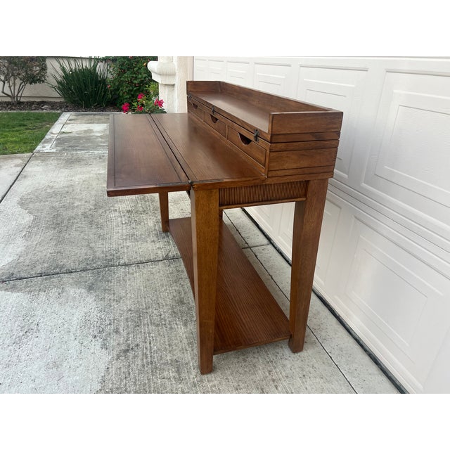 Mission Mid 20th Century Mission Style Drop Leaf Desk/ Entry Table For Sale - Image 3 of 9