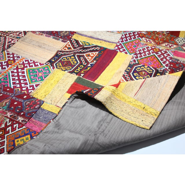 Authentic Patchwork From Vintage Tribal Kilims – Anatolian Craftsmanship for Modern Home Decor -6' 9'' X 9' 7'' For Sale - Image 4 of 13