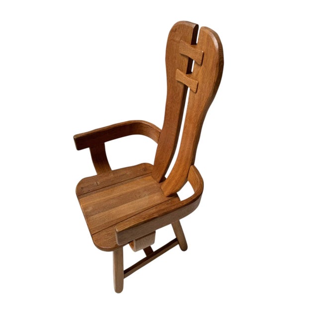 Brutalist Oak Dining Room Chairs from Kunstmeubelen de Puydt, Belgium, 1970s, Set of 6 For Sale - Image 6 of 16