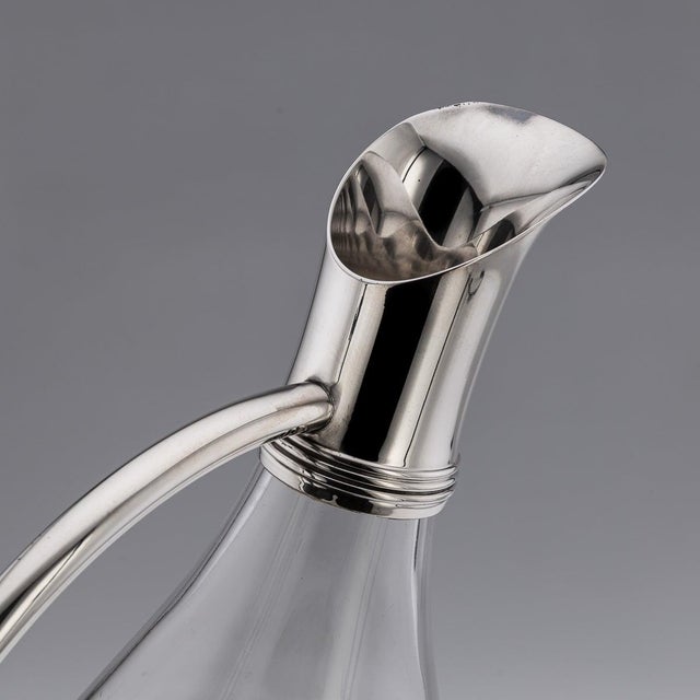 2000 - 2009 Modern British Silver Mounted Glass Wine Jug from Asprey, 2004 For Sale - Image 5 of 14