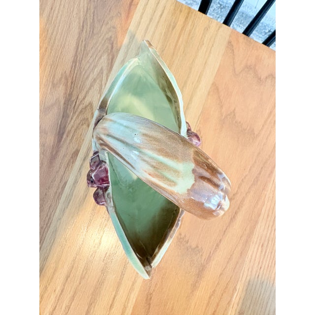 Mid-Century Modern 1940s Mid-Century Authentic McCoy Ceramic Leaves & Berries Basket Planter For Sale - Image 3 of 6