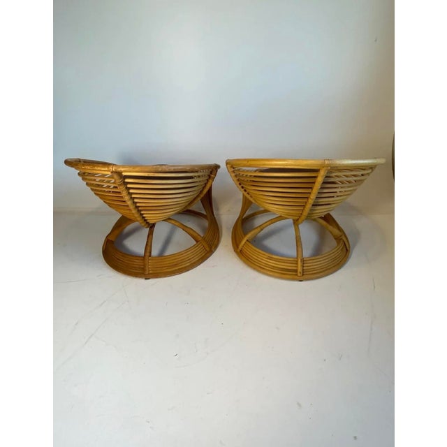 1980s Curved Bamboo Rattan Pretzel Swirl Armchair, 1980s, Set of 2 For Sale - Image 5 of 8