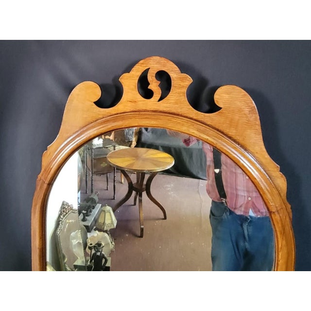 1930s Light Maple Wall Mirror Arched Wood Hanging Decorative Mirror For Sale - Image 10 of 10