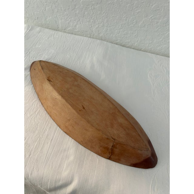 African Vintage Artisanal Ethiopian Carved Wood Canoe Bowl For Sale - Image 3 of 5