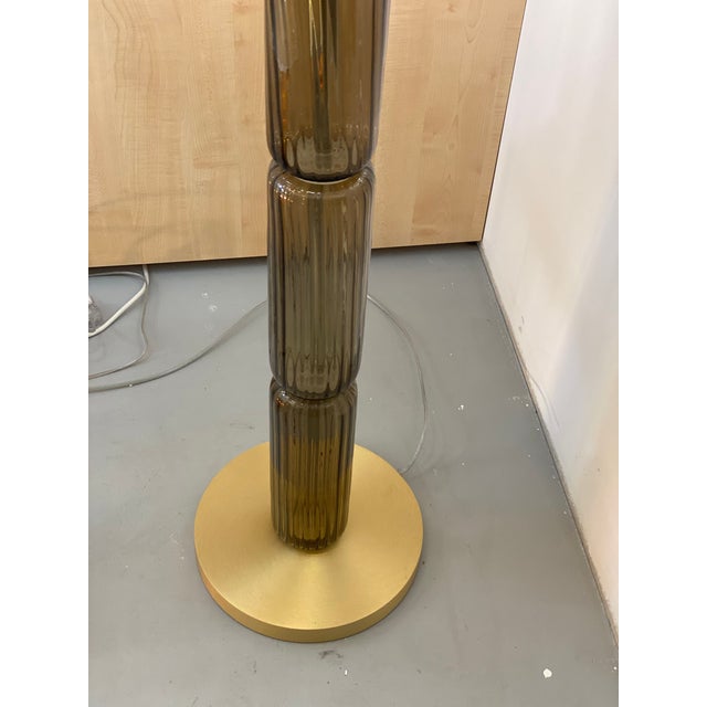 Metal Contemporary "Ballotton" Fumè and Grey Murano Glass Floor Lamp For Sale - Image 7 of 12