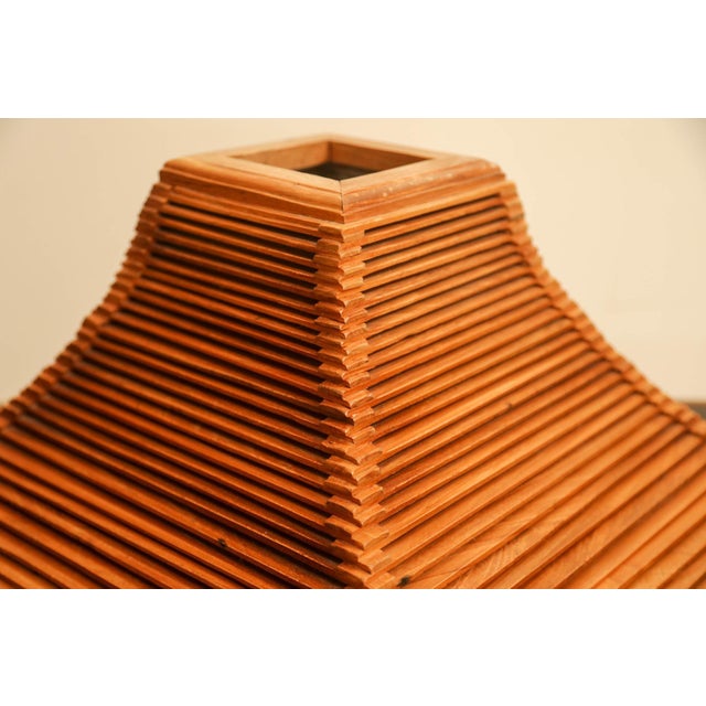 Wood Vintage Asian Wood Table Lamps Handcrafted in Japan For Sale - Image 7 of 12