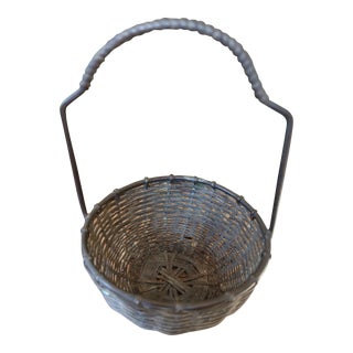 1920s French Woven Handled Basket For Sale