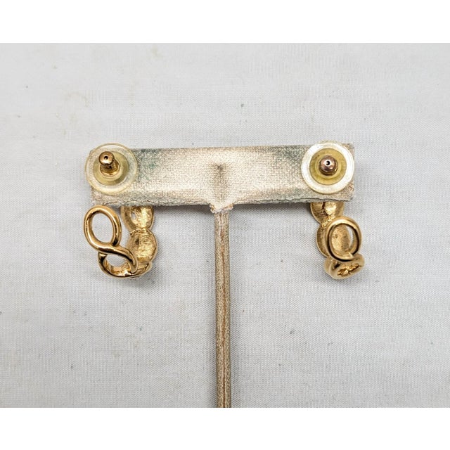 Vintage Signed Napier Goldtone Oval Clear Rhinestone Hoop Pierced Earrings-2 Pieces For Sale In Philadelphia - Image 6 of 6