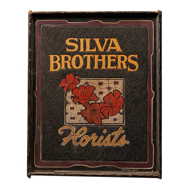 Vintage Silva Brothers Florists Double-Sided Schmaltz Sign For Sale