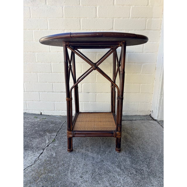 Palecek vintage boho chic bamboo and rattan round accent table in excellent condition. Sturdy and no damages. Minimal...