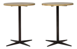 1970s French Iron Bistro Tables With Brass Tops - A Pair