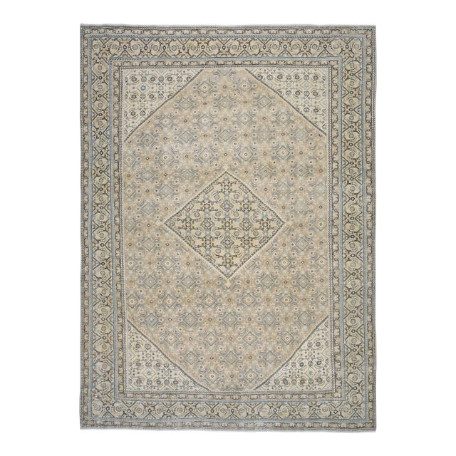 1970s Vintage Persian Handmade Wool Cotton Orange Area Rug For Sale