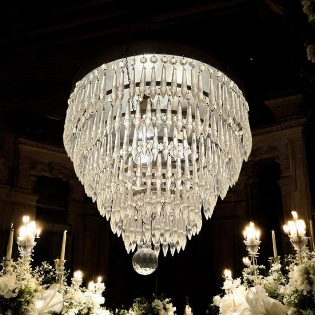 Art Deco Wedding Cake Chandelier Crystal 5 Tier Flush Mount Prism, 1920s For Sale - Image 4 of 12