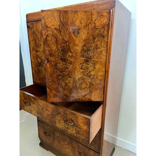1930s Art Deco Burr Walnut Tallboy Chest of Drawers, 1930s For Sale - Image 5 of 13