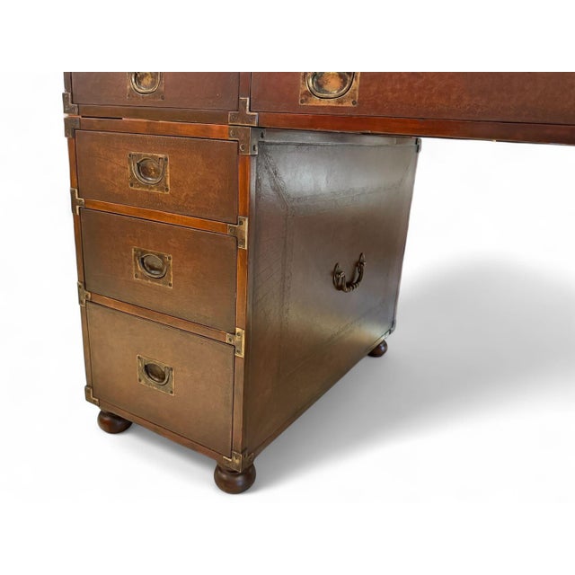 Theodore Alexander Campaign Style Partners Desk For Sale - Image 9 of 12