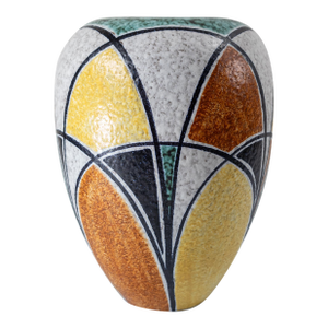 Mid-Century Art Deco Style German Art Pottery Vase by Wilhelm Herkenroth