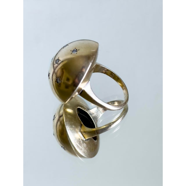 Gold 1960s 14k Gold Diamond Starburst Dome Ring With Celestial Modernist Design, Size 6.5 For Sale - Image 8 of 8