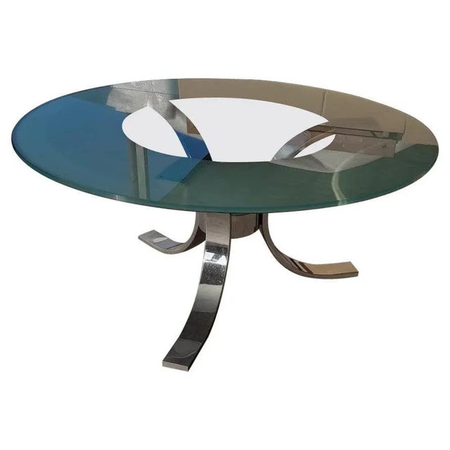 Vintage Glass Table with Chromed Legs, 1970s For Sale - Image 11 of 11