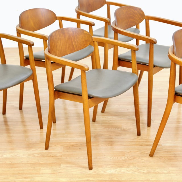 Mid-Century Modern 1950s Set of Six Mid Century Dining Chairs by Antonin Suman for Ligna For Sale - Image 3 of 10