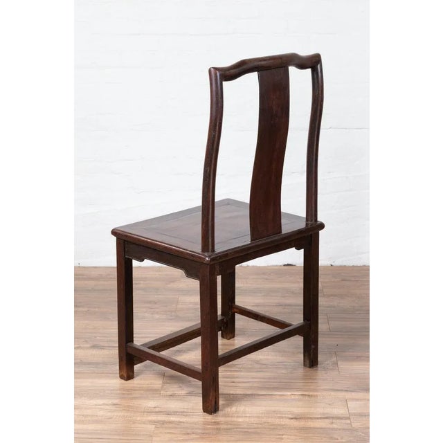 Chinese Early 20th Century Chinese Elmwood Dark Patina Scholar's Ceremonial Side Chairs - Set of 4 For Sale - Image 3 of 13