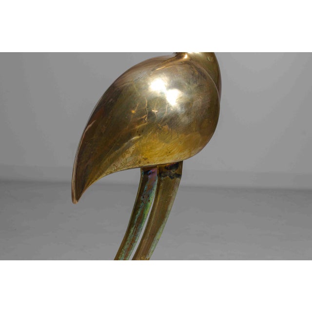 Mid-Century Modern Mid-Century Brass Heron Sculpture, Belgium, 1960s For Sale - Image 3 of 10